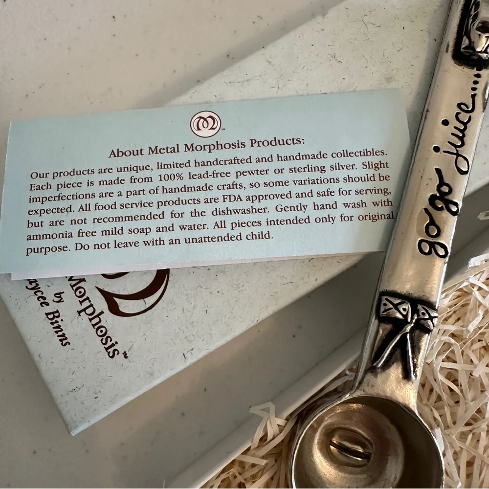 Pewter Coffee Spoon Scoop “Go Go Juice” NWT Metal Morphosis Kaycee Binns - Picture 6 of 11